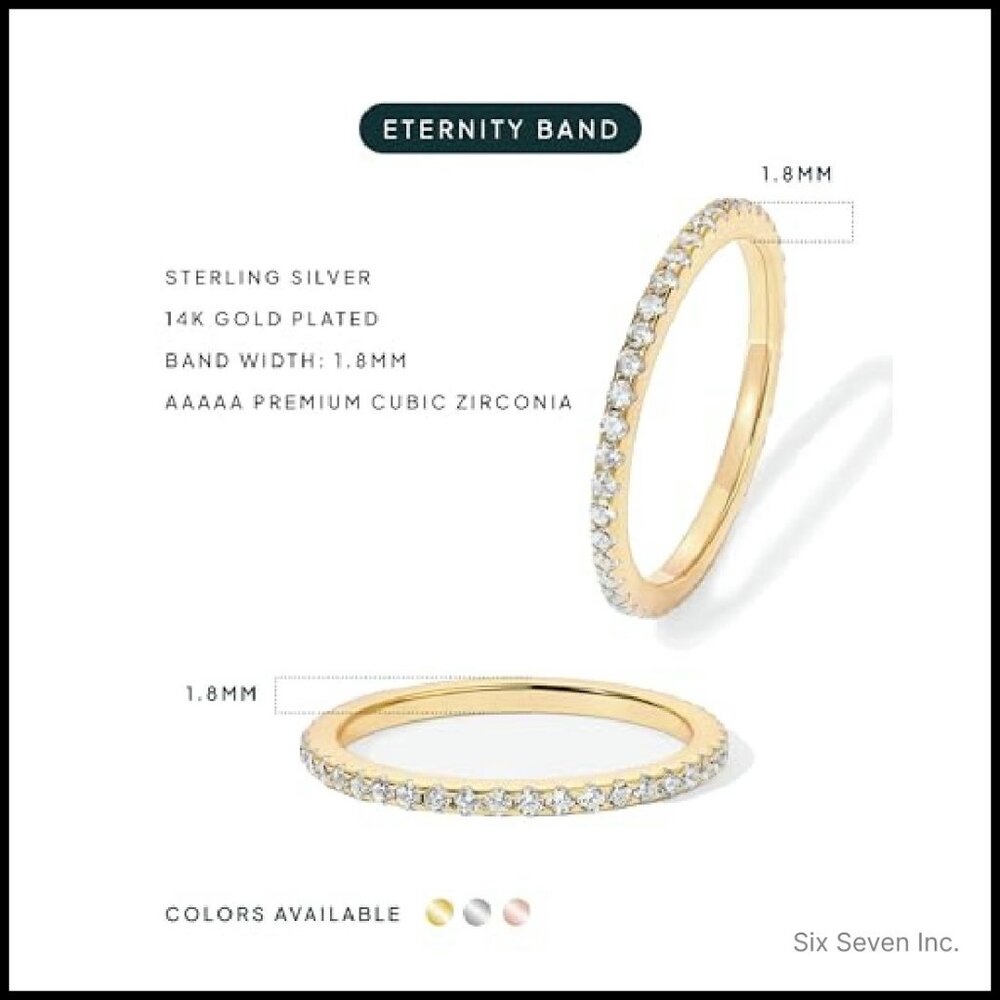 Elegant Stackable Eternity Ring Sterling Silver C… - image 4